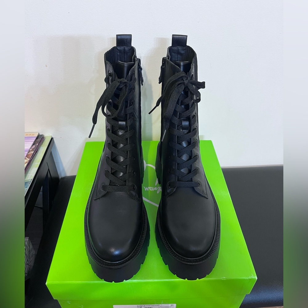 Sam Edelman Black Lace-Up Combat Boots/ Brand New